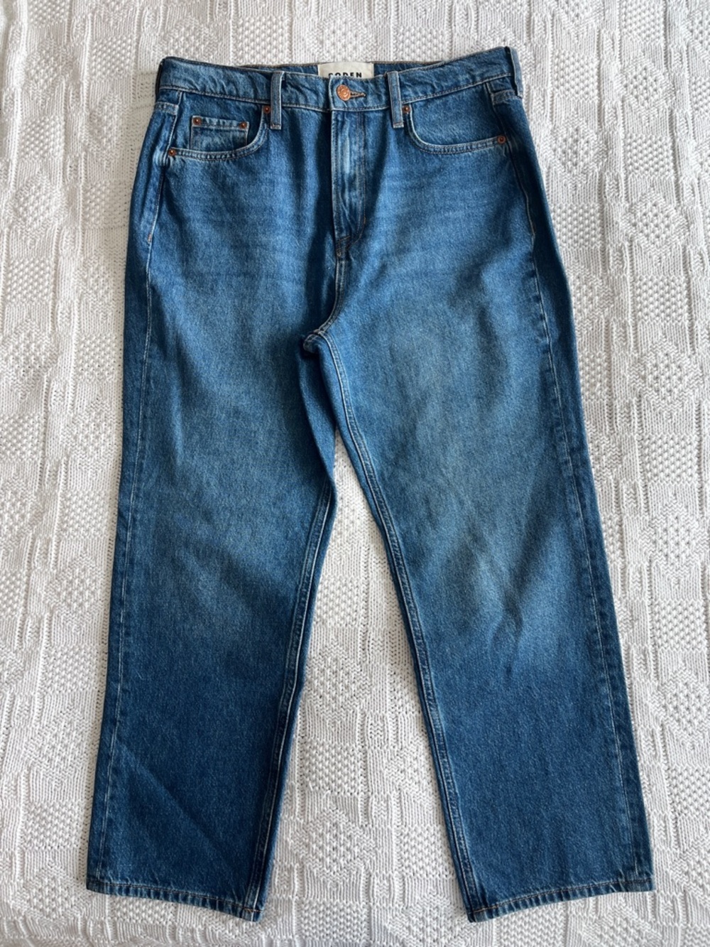 Boden High Rise Straight Leg Jeans in Mid Vintage Sz 30 P - Picture 4 of 15
